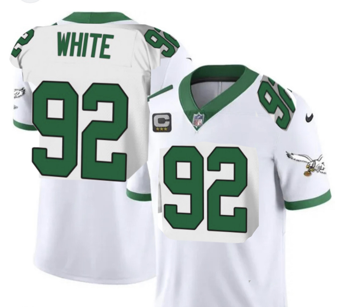 2023 Men NFL Philadelphia Eagles #92 White white alternate Jersey->customized ncaa jersey->Custom Jersey